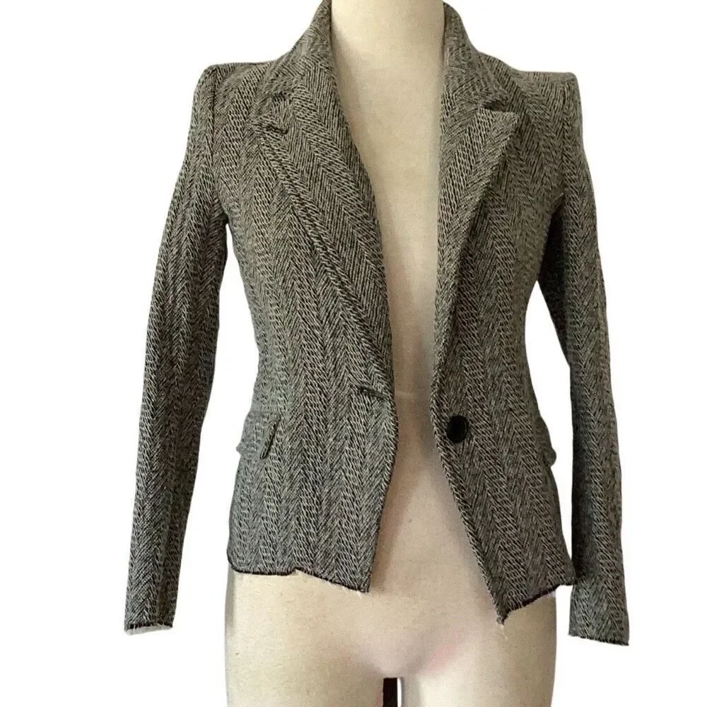 Isabel Marant Etoile Women’s 36 Gray Herringbone Blazer Jacket Wool Blend - Picture 3 of 11
